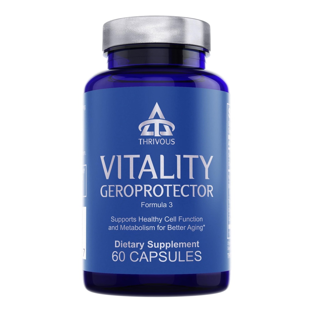 Thrivous Vitality Geroprotector – Metabólico &amp; Celular Support Suplemento con Berberine, Nicotinamide Riboside, Mirtoselect Blueberry, Resveratrol & CoQ10 – 60 Vegan Capsules
