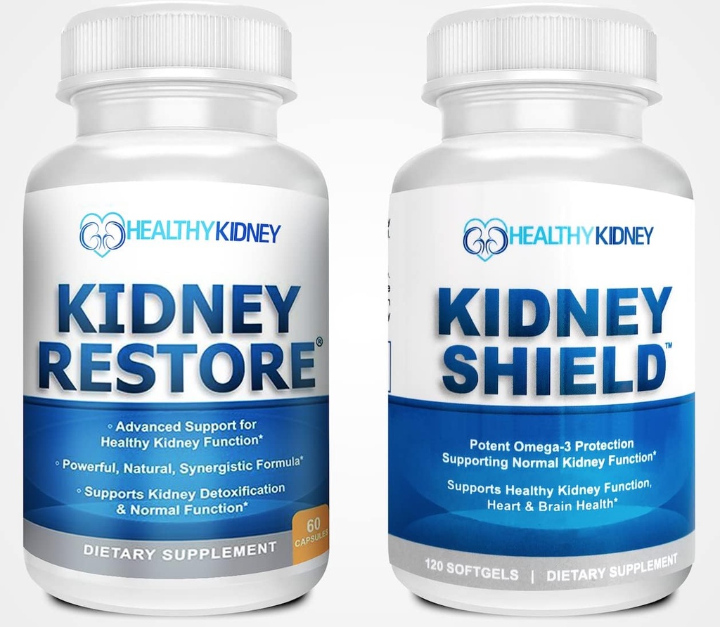 Kidney Restore " Kidney Shield 2-Pack Bundle for Kidney Cleanse, Support Kidney Function, Renal Health and More