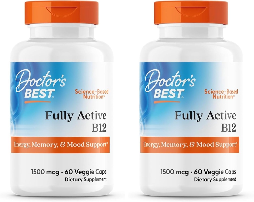 Best Fully Active B12 1500 mcg, Non-GMO, Vegan, Gluten Free, Supports Healthy Memory, Mood and Circulation, 60 Count (Pack of 2)
