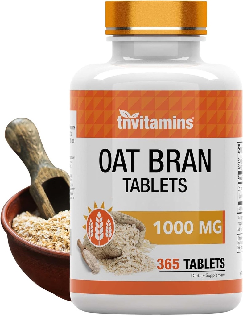 Mesas de latón de la avena Ø 365 Tabletas x 1.000 MG por Tablet ¦ Tablas de fibra de avena ← Soluble " Suplemento de fibra dietética Silencioso