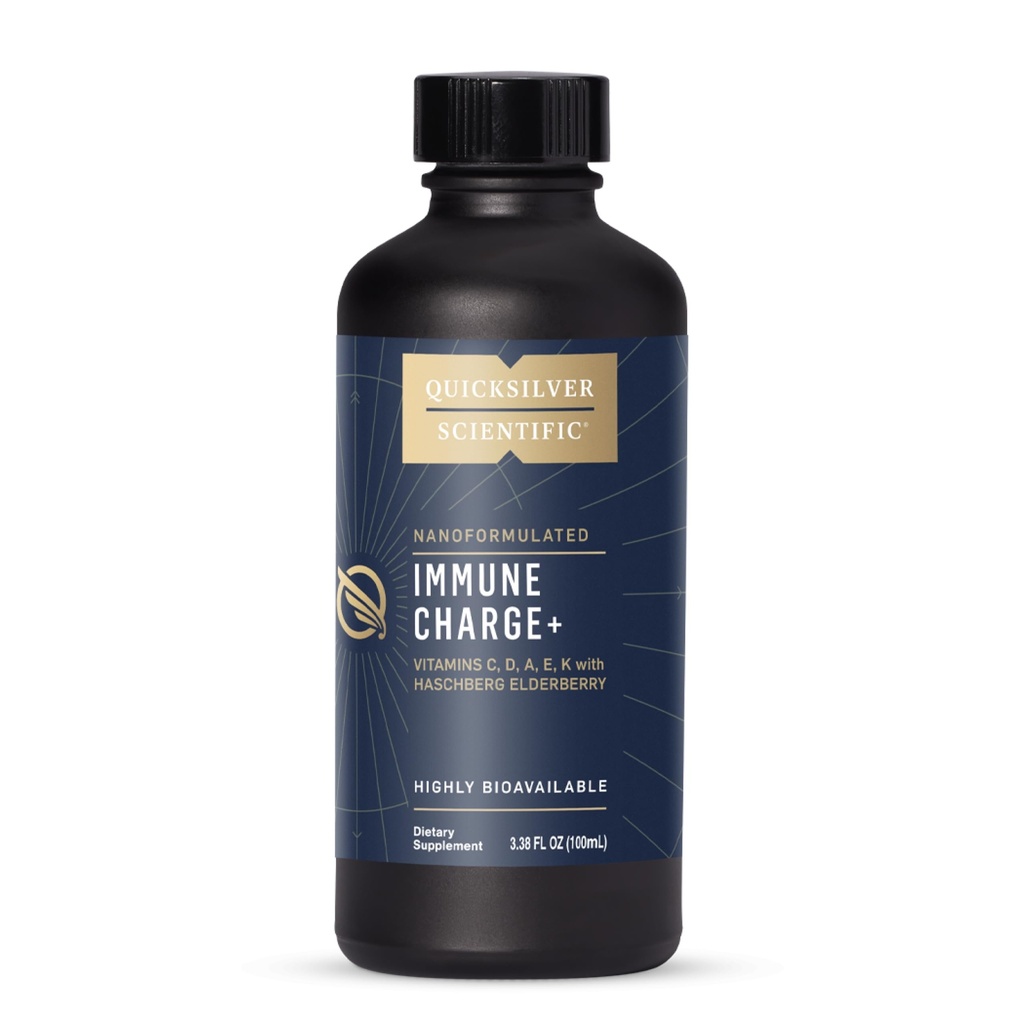 Quicksilver Scientific Immune Charge+ - Elderberry with 10,000 IU Vitamin D3, 25,000 Vitamin A, C, E, K1 &amp; K2 for Immune Health " Lung Support (100ml)
