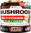 Mushroom para perros - 170 Chews - Turquía Tail - Suplemento de Mushroom para perros - Lions Mane - Reishi - Immunity Support Multivitamin Vitaminas - Joint Health - Energy - Gut - Skin - Made in USA