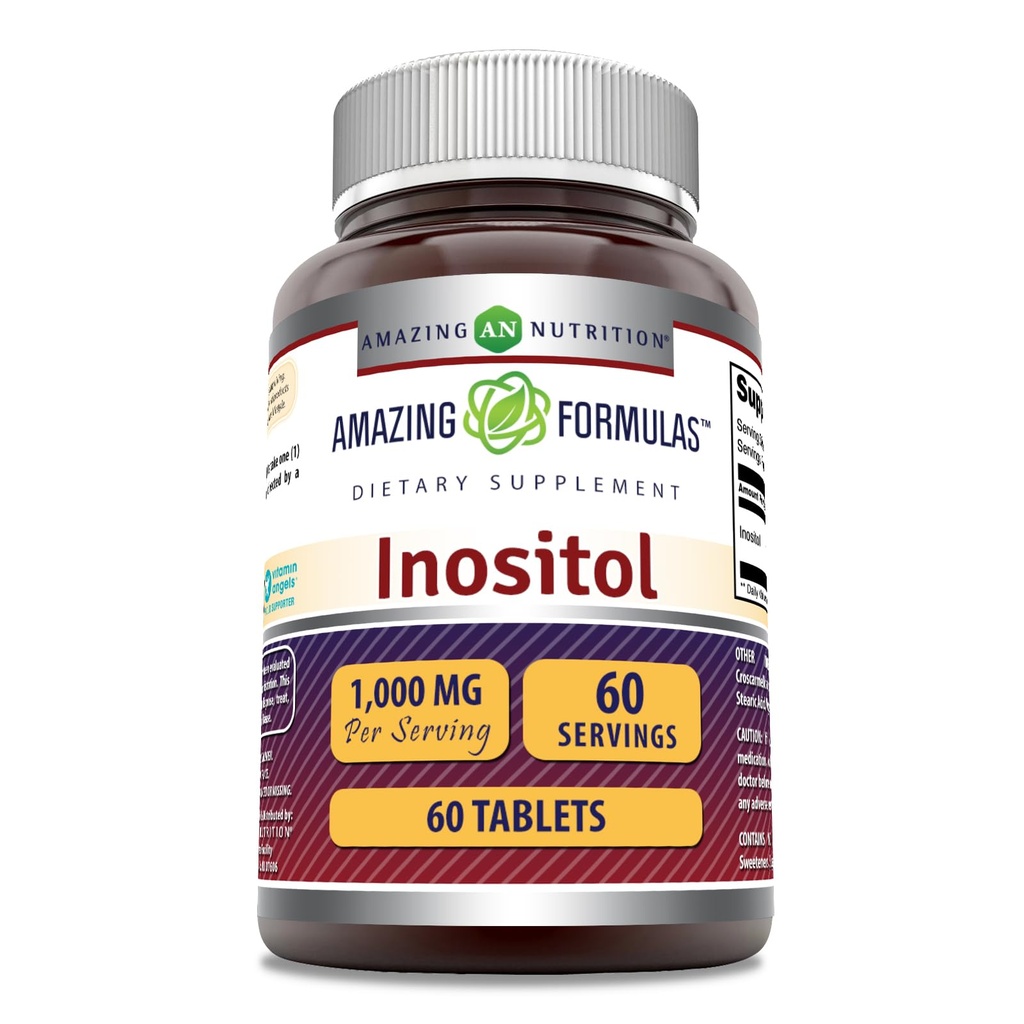 Fórmulas increíbles Inositol 1000mg Suplemento TENIDO Tablets TENIDO NO-GMO TENIDO Gluten-Free TEN Made in USA (1 Pack, 60 Cuenta)
