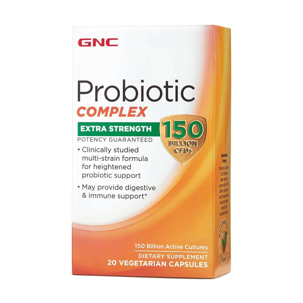 GNC Probiotic Complex Extra Strength with 150 Billion CFUs, 20 cápsulas, Daily Probiotic Support