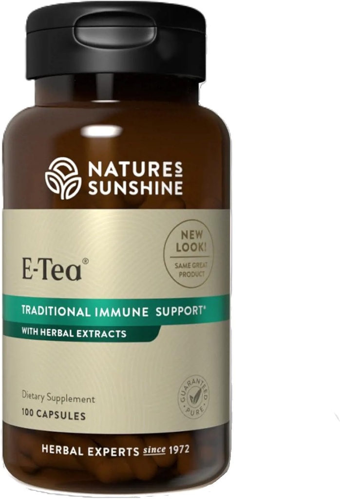 Sunshine E-Tea Capsules (100 Conde), versión capsulizada de Essiac Tea para apoyar la salud inmunitaria