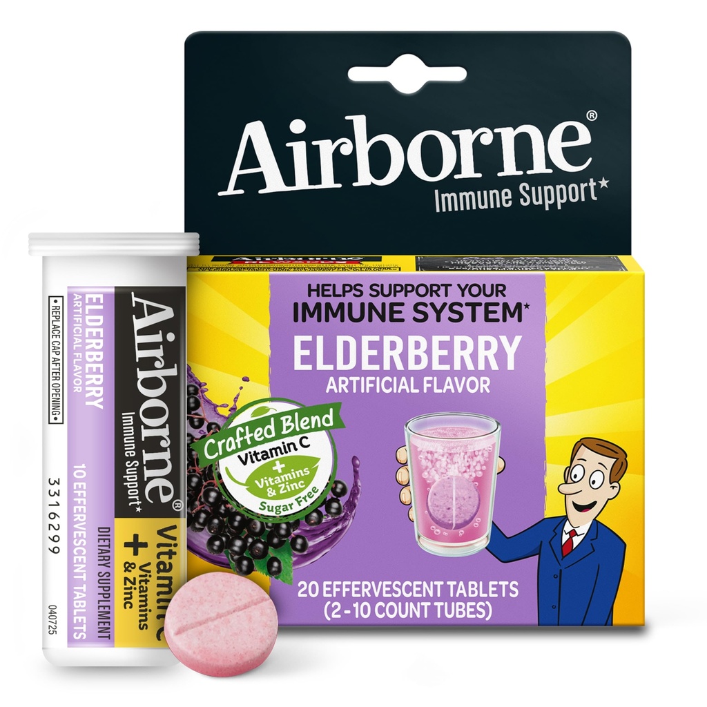 Extracto de aerosoles + Vitamina C 1000mg (por servicio) - Tablas efervescentes (20 conteo en una caja), Suplemento de apoyo sin gluten, con vitaminas A C E, zinc, selenio, azúcar gratis