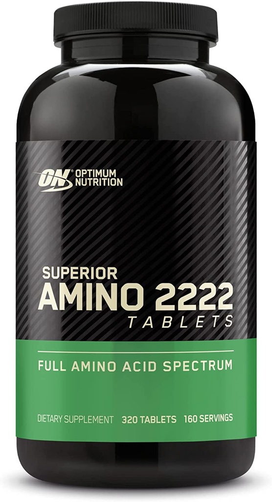 Nutrición óptima Amino superior 2222 Tablas, Aminoácidos esenciales completos, EAAs, 320 Cuenta