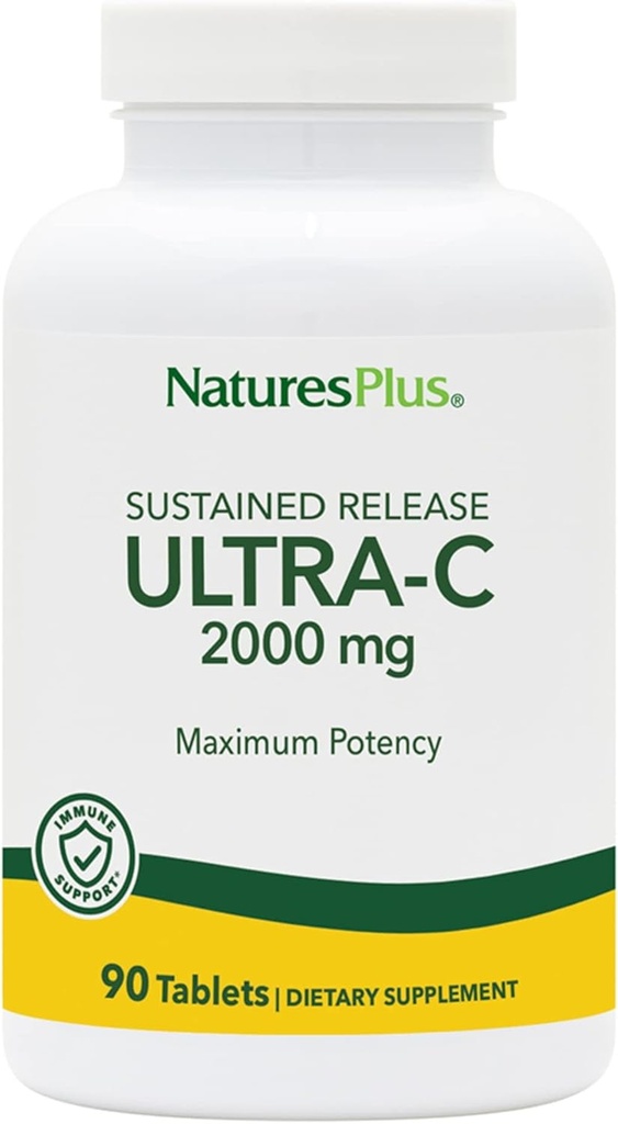 Natures Plus Ultra-C 2000 mg - 90 Tabletas - Vitamina C con Rosa HIPS - Immune & Antioxidant Support - Vegetariano, Gluten Gratis - 90 Servings