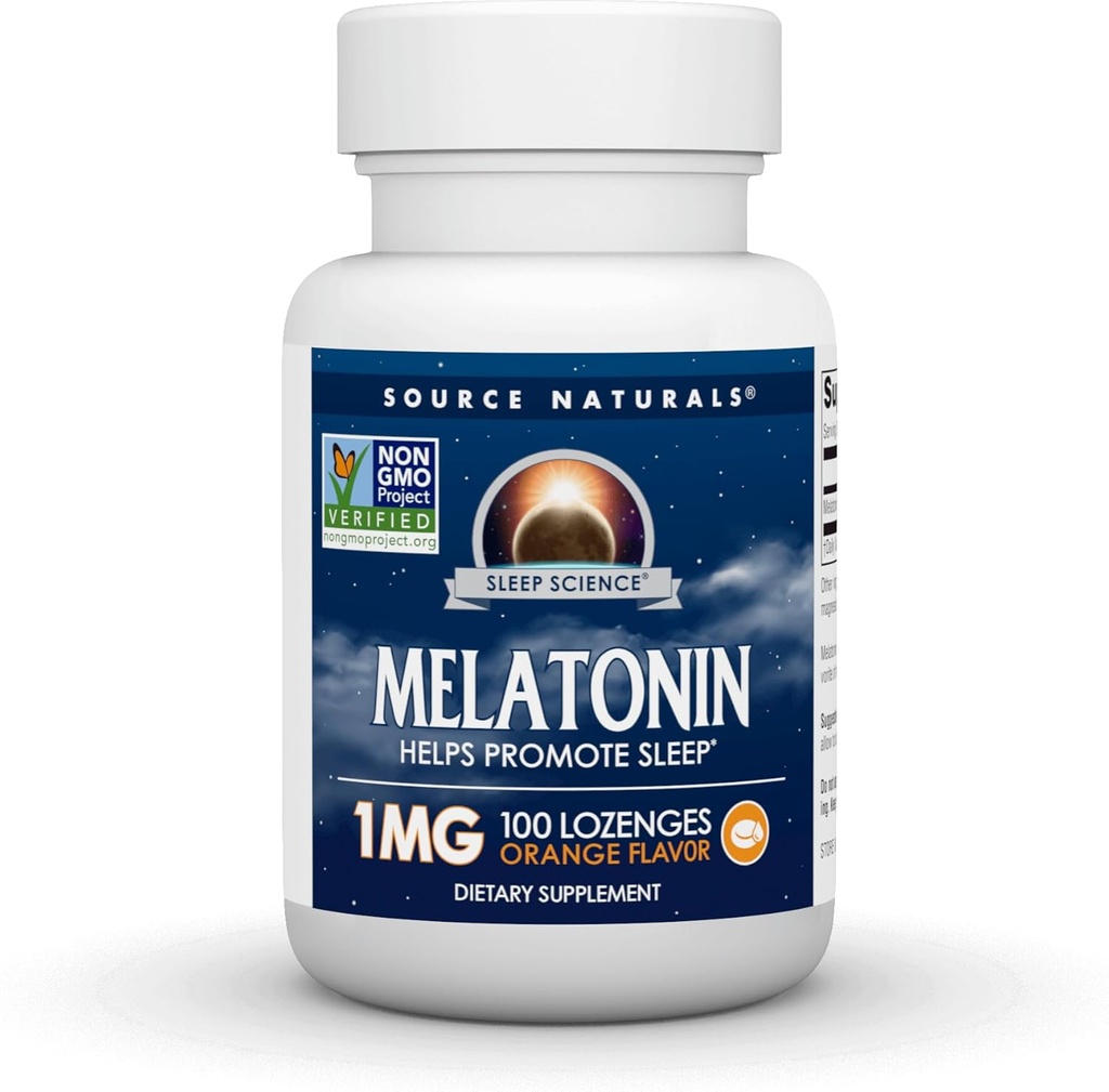 Fuente Naturales Ciencia del sueño Melatonina 1 mg, 100 Orange Sabored Lozenges