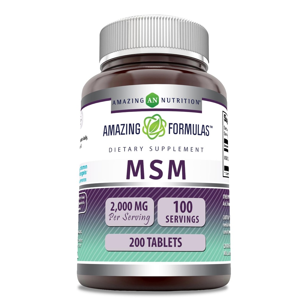 Amazing Formulas MSM (Methylsulfonylmethane) Supplement | 1000 Mg Per Serving | 200 Tablets | Non-GMO | Gluten Free | Made in USA