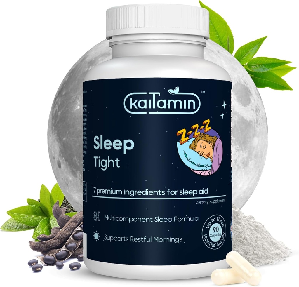 [BRSRMHD5AV7BM2QZ] Melatonin Natural Sleep Aid, Theanine, 5-HTP, GABA, Mucuna pruriens, Phellodendron y Magnesium para Sleep & Stress Support, 90 Capsules 45 Days Supply - 7 in 1 Sleep Aid