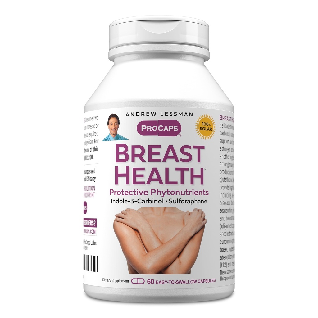 ANDREW LESSMAN Breast Health 60 Capsules - Proporciona Compounds Protective para el soporte natural del tejido delicado del pecho, con Indole-3-Carbinol, Sulforaphane, Green Tea Extract, y Más
