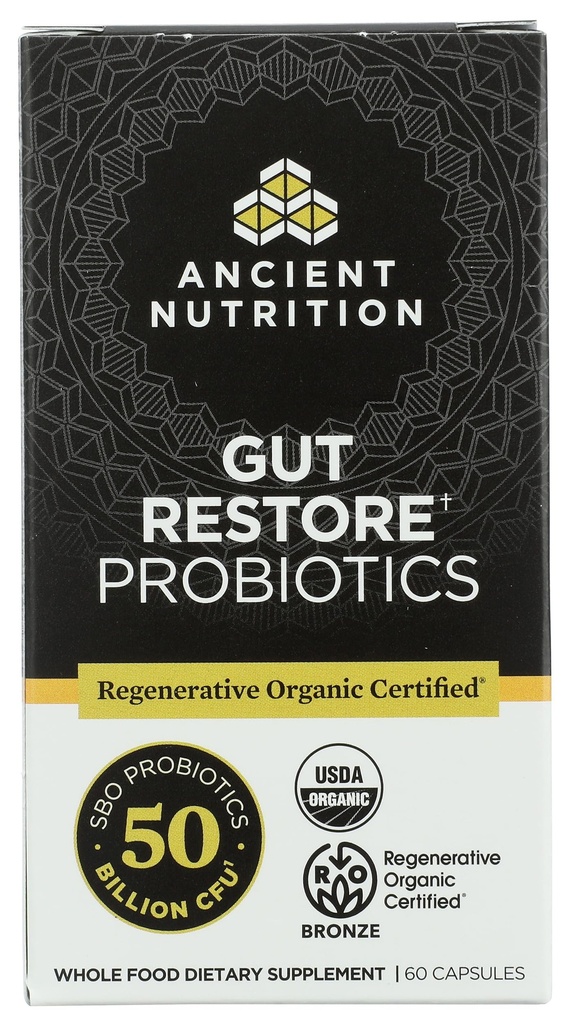 Nutrición antigua Restauración de Gut orgánico Probióticos 50B, 60 Ct