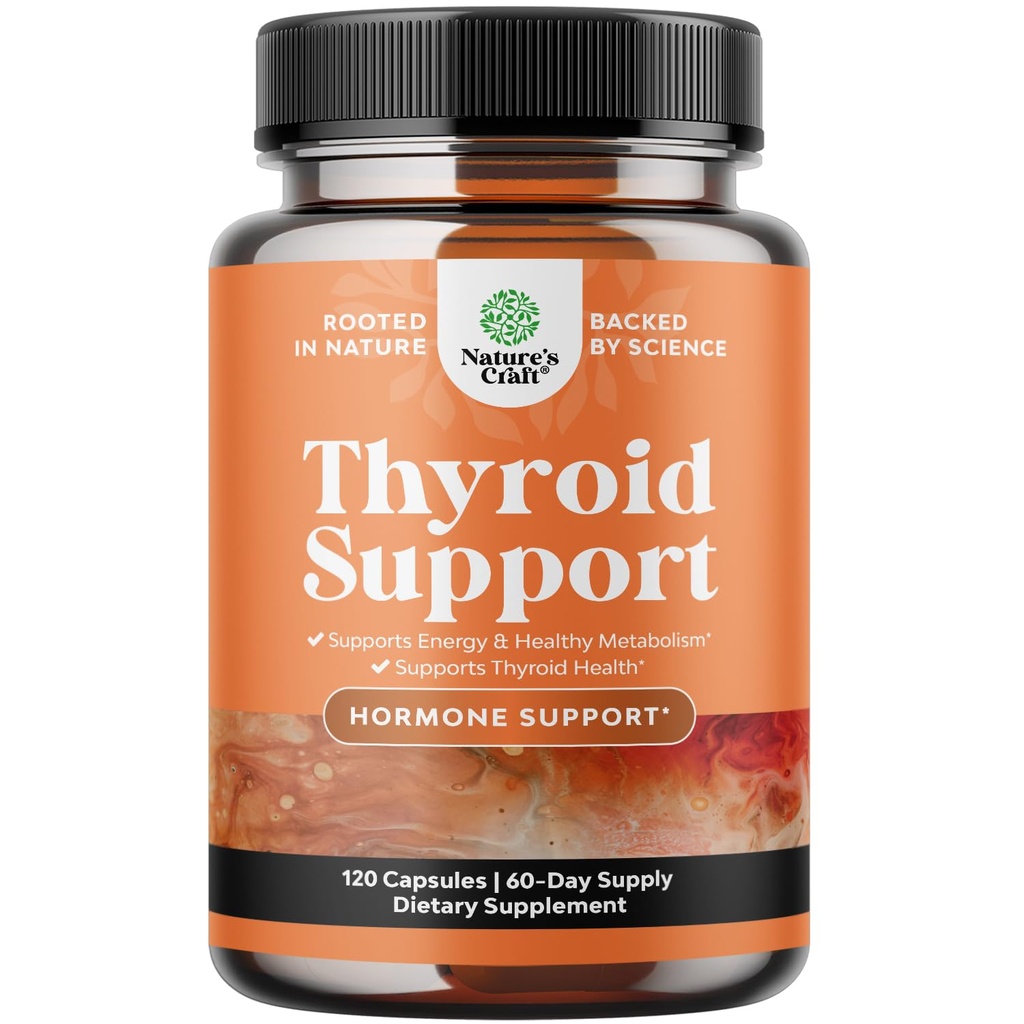 Complejo de soporte de tiroides herbales - Potent Kelp Iodine Suplemento con L Tyrosine, Bladderwrack, Selenium " Pure Ashwagandha for Hormone Balance - Mood " Energy Dietary Pills - 120 Halal Capsules