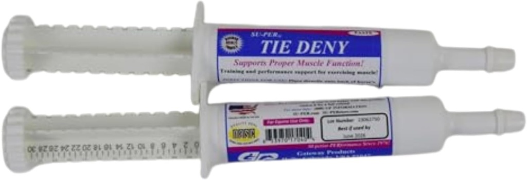 SU-PER Tie Deny Paste for Horses - Suplemento energético para la función muscular adecuada en los caballos de rendimiento - Circulación normal " Oxygen Uptake, producción de energía, Fatigue Delay - 30CC, (2 Pack)