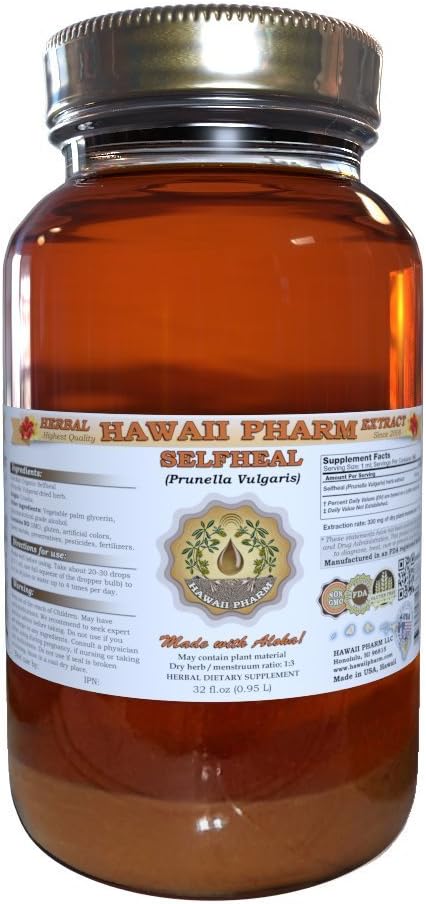 Extracto líquido autoheal, Selfheal orgánico (Prunella Vulgaris) Tintura, Suplemento herbal, Pharm de Hawaii, Hecho en EE.UU., 32 fl.oz