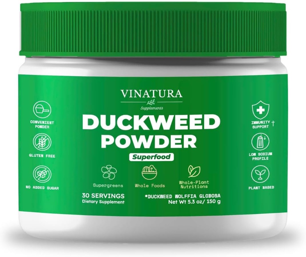 Polvo de pato - Suplemento de pato, Salud Digestiva Superalimentaria, Fiber-Superalimento Polvo de Wolffia Globosa