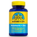 Natural Life Monolaurin Plus Zinc Immune Support Supplement - 936mg Monolaurin from Raw Coconuts, Zinc 15mg, Supports Gut Health, Balanced Gut Flora, 60-Day Guarantee, 45 Serv, 90 Vegetarian Capsules