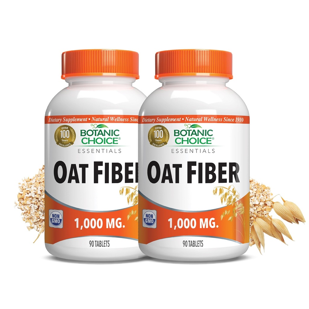 Botanic Choice Oat Fiber Suplemento dietético - Salud Digestiva para Mujeres y Hombres - Pack de 2