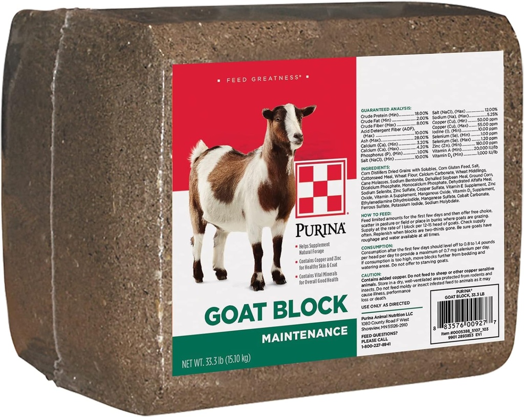Purina ¦ Goat Mineral Supplement Block for All Types and Lifestages  durable 33 Pound (33 lb.) Bloque