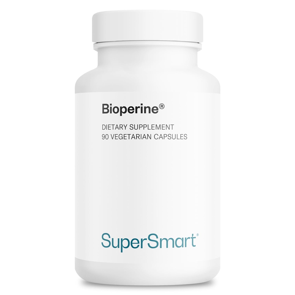 SuperSmart Bioperine 30mg por día (95% Piperina) - Black Pepper Extract Supplement - Absorption Enhancer - Digestive Enzymes Support ← Non-GMO & Gluten Free - 90 Vegetarian Capsules