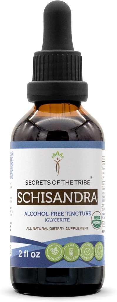 Secretos de la Tribu Schisandra USDA Orgánica ← Extracto libre de alcohol, gotas herbales de alta potencia Dried Berry 2 oz