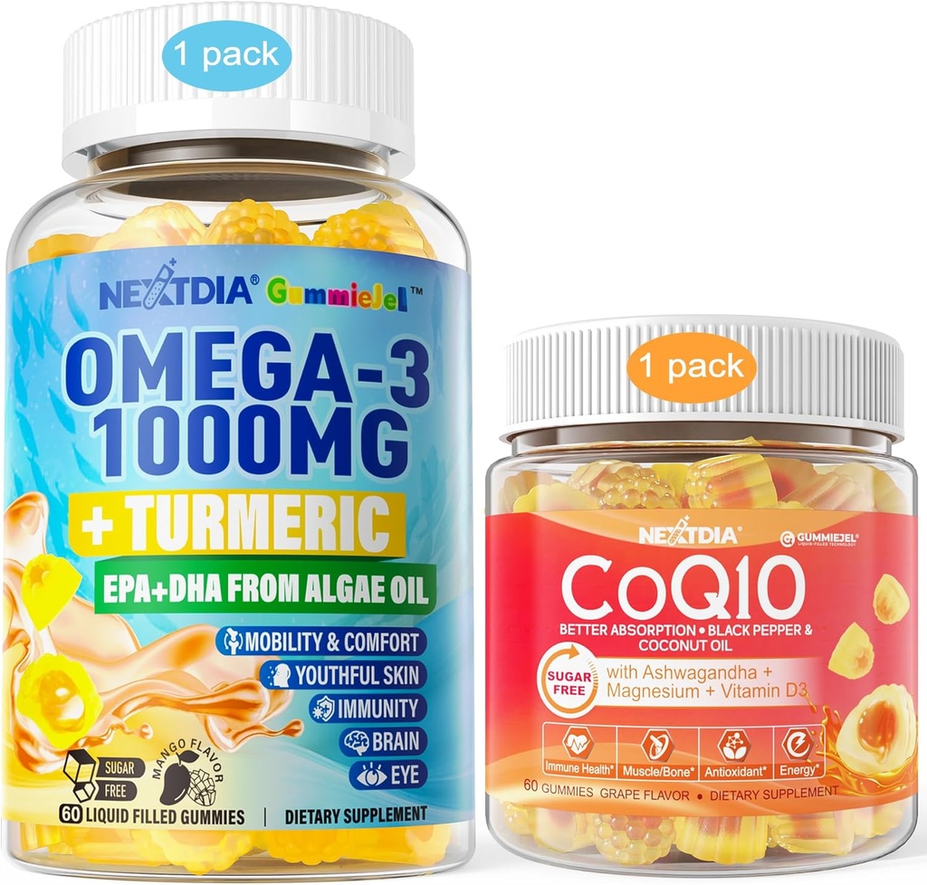 Omega 3 1000mg + Coq10 200mg Azúcar Gummies gratis