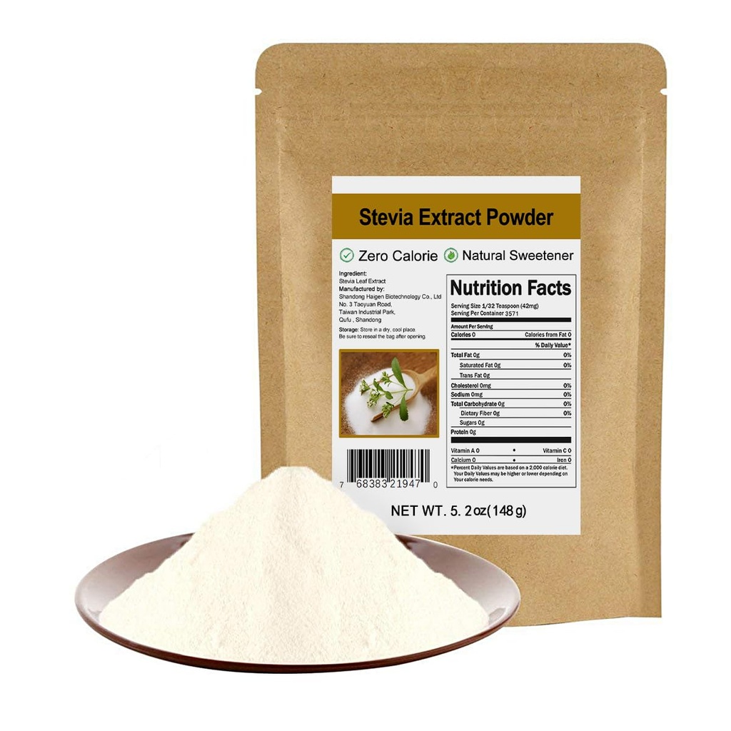 Pure Stevia Extract Powder without Erythritol 5.2oz(148g) - Highly Concentrated Stevia Powder Sweetener, Zero Calorie, No Artificial, Natural Sugar Alternative