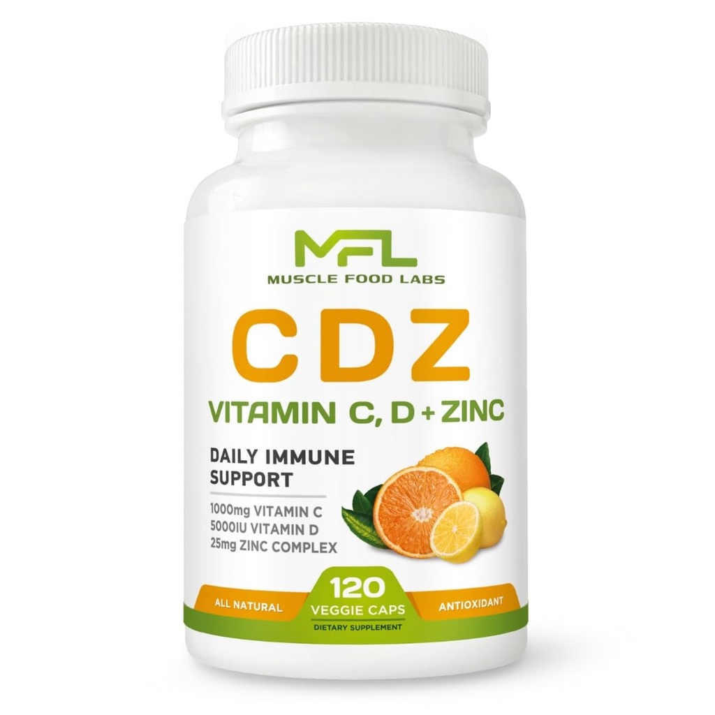 TENIDO C D Z TENIDO Vitamina C, 1000mg TENIDO Vitamina D3, 125mcg TENIDO Zinc, 25mg ANTERITO NO GMO &amp; Gluten Gratis TEN 120 Capsules Vegetarianos ANTE 120 Servimientos