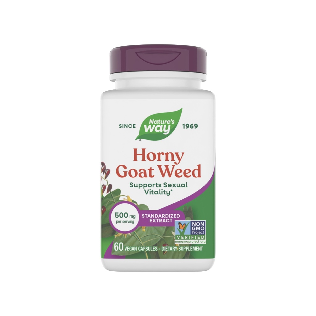 Manera Horny Goat Weed Premium Extracto Vitalidad Sexual* No GMO, Vegan, 60 cápsulas