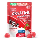 Complejo de Gummies de Monohidrato de Creatina para Hombres,5 Gram por Serving Electrolyte Creatine Gummy para Estrés muscular, Muscle Builder, Energy Boost, Pre-Workout Supplement-120 Strawberry Gummies