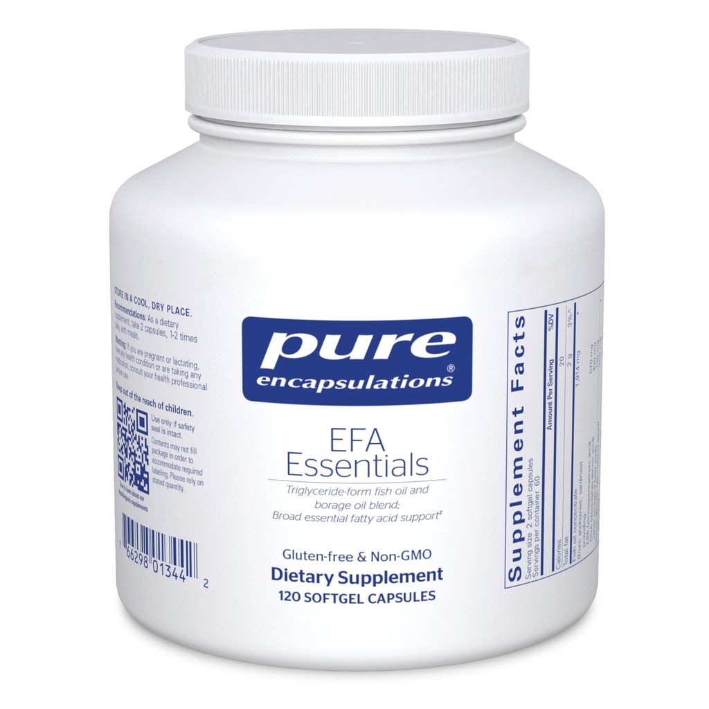 Pure Encapsulations EFA Essentials ← Triglyceride-Form Fish Oil and Borage Oil Blend ← 120 Softgel Capsules