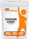 BulkSupplements.com Potassium Citrate Powder - para Hydration Support, Mineral Supplement, Potassium 99mg - Gluten Free, 300mg por Serving, 500g (1.1 lbs) (Pack of 1)