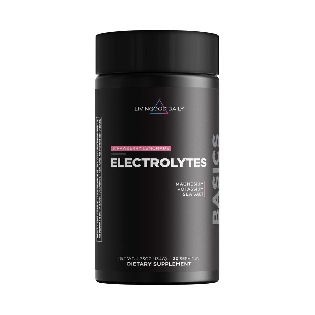 Livingood Daily Electrolytes Powder, Electrolytes Hydration Drink Mix with Vitamin C, Magnesium, Taurine &amp; Sea Salt, Electrolyte Supplement for Energy & Hydration, Keto, Strawberry Lemonade, 30 Srvgs