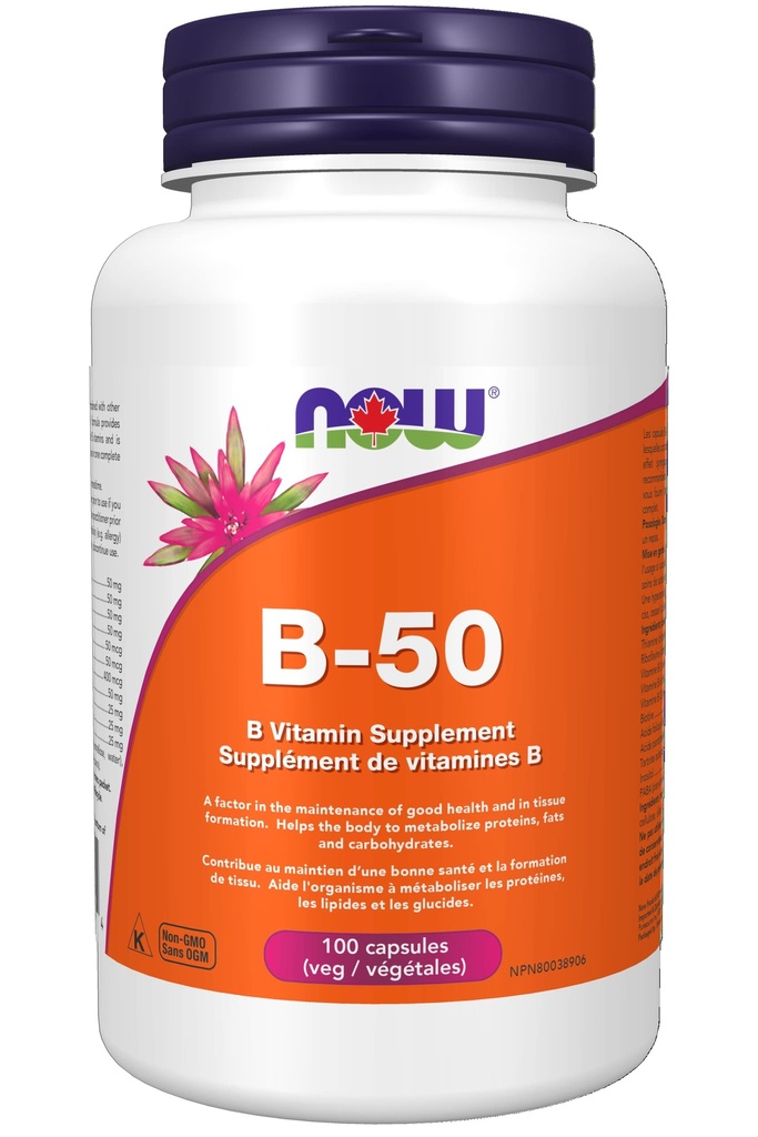 AHORA Vitamina B-50 mg,100 cápsulas de verduras