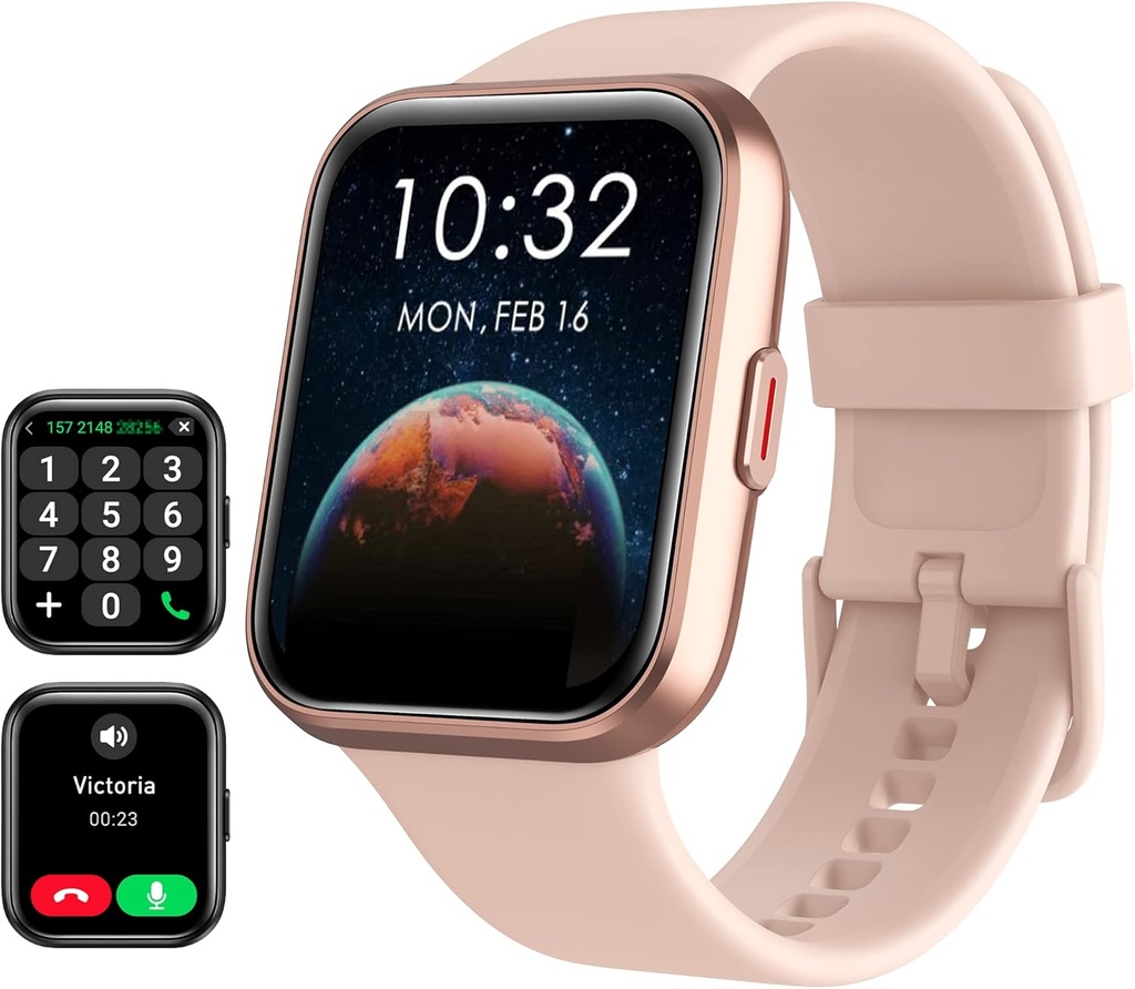 Smart Watch for Women Android &amp; iPhone, Alexa Incorporado, 1.8" Touch Screen Fitness Tracker with Answer/Make Calls, IP68 Waterproof Heart Rate/Sleep/SpO2 Monitor, Pedometer, 100+ Sport Modes