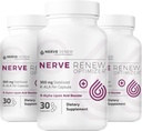 NERVE RENEW Optimizer, 3 Pack (90 cápsulas) - 300 mg Acido Lipoico R-Alfa estabilizado por cápsula para el soporte de molestias Nerve natural - Absorción rápida - seguro y todo natural