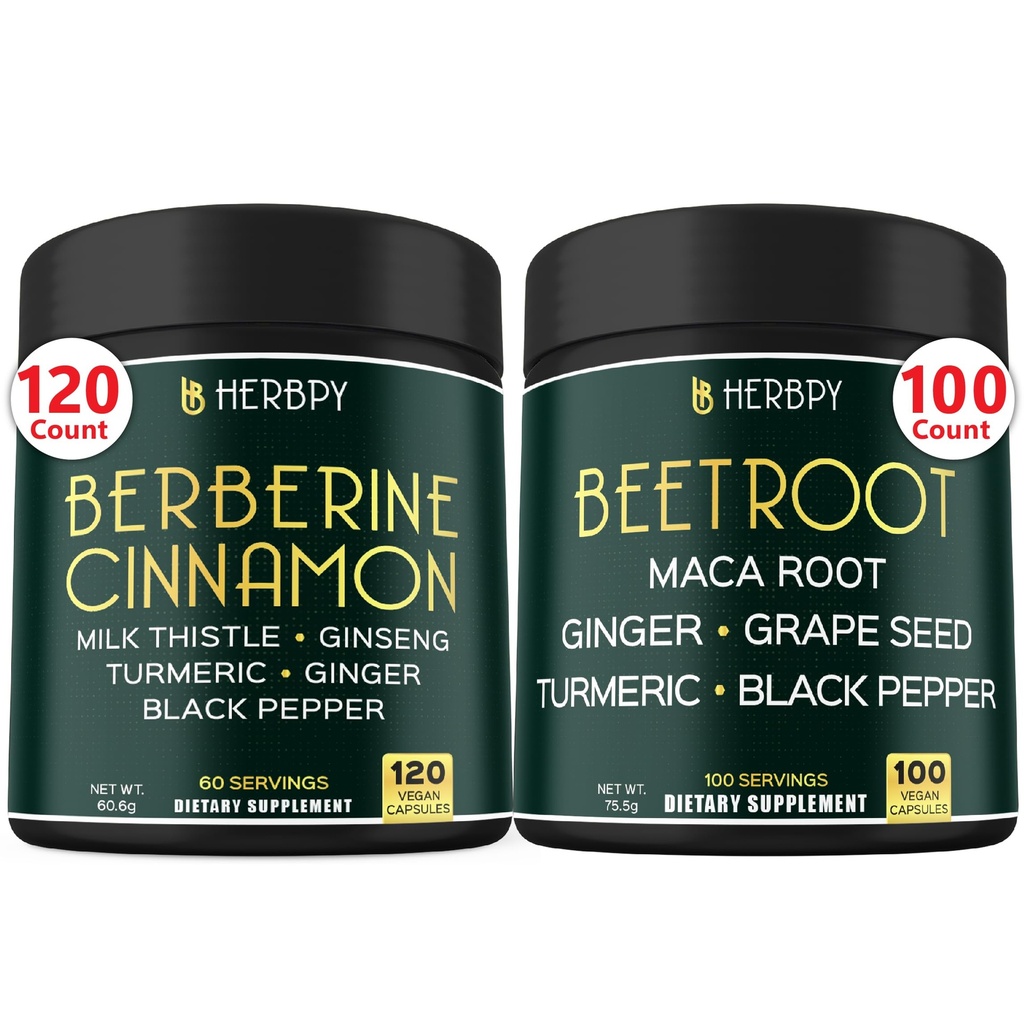 Bundle 7in1 Berberine HCl 97% &amp; 6in1 Beet Root Capsules
