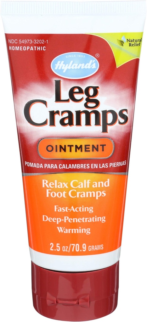 Ungüento de las piernas de Hyland, Arnica Gel Leg Cramp Relief, Alivio Natural de Calf, Leg y Foot Cramp, 2,5 oz