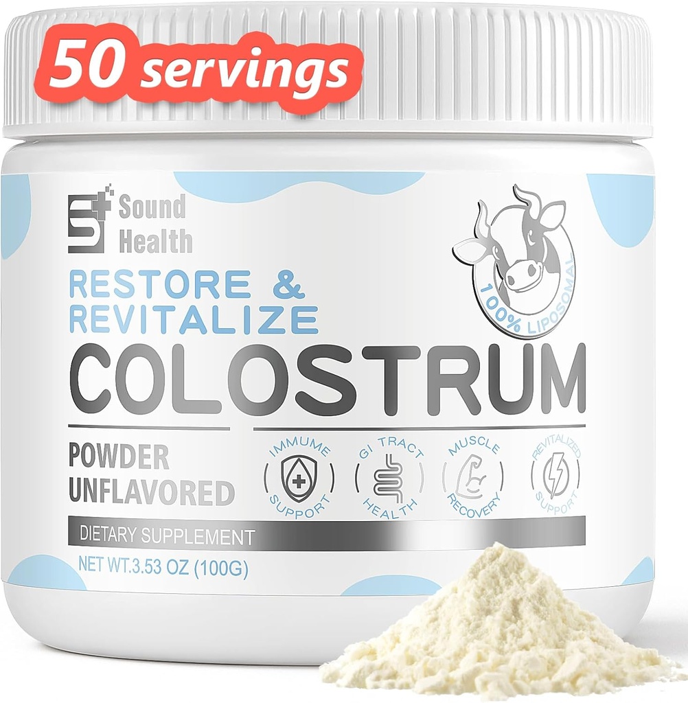 Colostrum Suplemento Polvo para Humanos - Suplemento de Colostrum de Bovino Orgánico para Salud Gut, Belleza y Apoyo Inmunitario - Desarrollado (73 Servimientos)