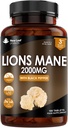 Nuevo Leaf Productos Lions Mane Mushroom Extract Suplemento 2000mg - 180 High Strength Vegan Tablets with Black Pepper - (No Powder o cápsulas) Made in The UK