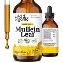 Wild &amp; Organic Mullein Tincture - Lung Cleanse and Detox - Liquid Mullein Leaf Extract for Lungs with Echinacea - Verbascum Thapsus Drops - Vegan, Sugar &amp; Alcohol-Free Supplement - 4 fl oz