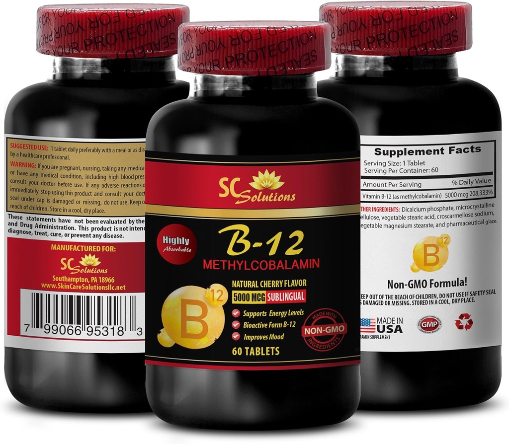ácido fólico metilcobalamina - METHYLCOBALAMIN VITAMIN B-12 5000 - suplementos energéticos para hombres mayores de 50, suplementos energéticos para adolescentes, resistencia &amp; resistencia, impulsor inmunitario, vitamina b 12 - 1 Botella 60 Tab