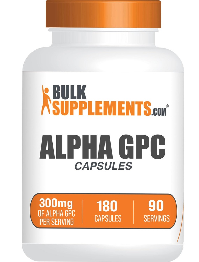BulkSupplements.com Alpha GPC Capsules - Suplementos de acetilcolina, Alpha GPC 300mg - Suplementos de línea, Gluten Free, 2 cápsulas por ser, 180 cápsulas (Pack of 1)