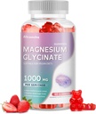 Magnesio Glycinate Gummies 1000mg - Suplemento de Potasio de Magnesio Libre de Azúcar con Vitamina D, B6, CoQ10 para calma Mood & Sleep Support - 60 Gummies de Fresa -1 Pack