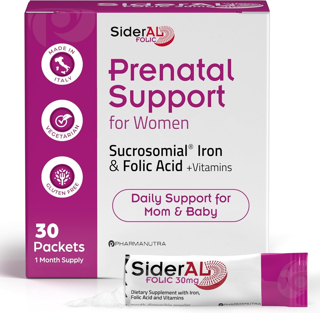 Vitaminas Prenatales Siderales para Mujeres TENIDO Suplemento de Hierro Probado Clínicamente para Mujeres con Ácido Fólico, Vitamina C, D, B6, & B12 TEN Confió Multivitamínico para el Embarazo & Apoyo Energético TEN 30 Pegatinas de Polvo