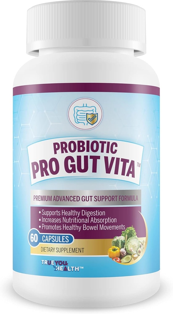 Probiótico Pro Gut Vita - Gut Health Support Probiotic & Vitamin Formula - Promover la Digestión Saludable, Absorción Nutriente, Movimientos Bowel - Ayuda a mejorar el microbioma Gut para beneficios adicionales de salud