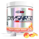 EHP Labs OxyShred Pre Workout Powder - Preworkout Powder con L Glutamine &amp; Acetyl L Carnitine, Energy Boost Drink - Peach Candy Rings, 60 Servings