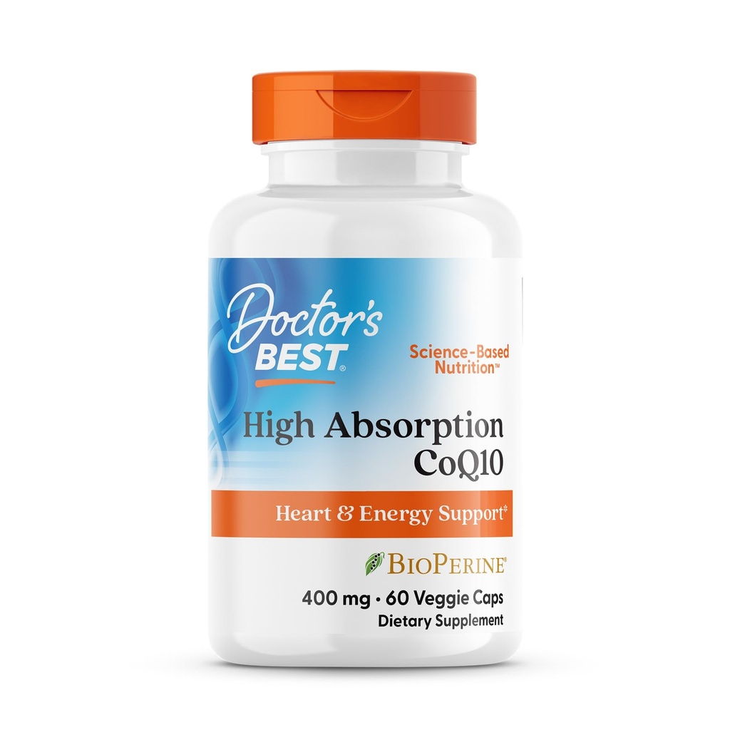 La mejor absorción alta del médico CoQ10, Heart & Energy Support, USP Verified, Naturally Fermented CoQ10, Non-GMO, Gluten Free, Soy Free, Vegan 60 Veggie Caps