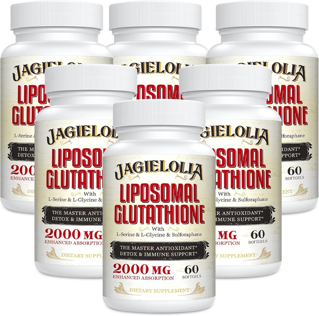 Liposomal Glutathione 2000 mg con L-Serine, L-Glycine & Sulforaphane – Active L-Glutathione Formulación única para mejorar la absorción - Master Antioxidante, detoxificante & inmune Softgels